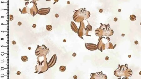 Ecru Alpenfleece Stof met Eekhoorns kopen 