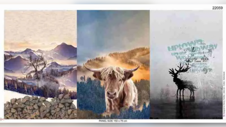 Paneelstof French Terry Elanden en Schotse Hooglanders kopen 