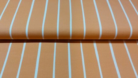 Zalm roze sweat stof French Terry met strepen van het populaire merk Eva Mouton kopen