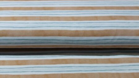 Gestreepte sweat stof &ndash; wit, caramel, oud groen &ndash; katoen stretch kopen