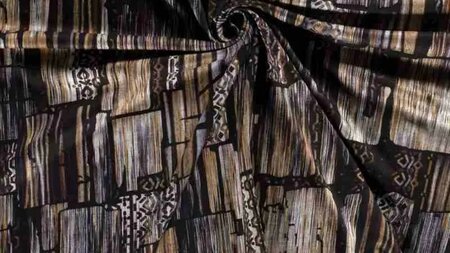 Bestel nu trendy bruine viscose jersey met abstracte rechthoeken