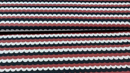 Gestreepte katoen tricot &ndash; Bordeaux, zwart &amp; wit kopen