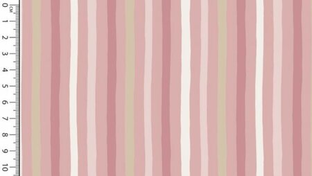 katoenen stof met roze kronkelstrepen