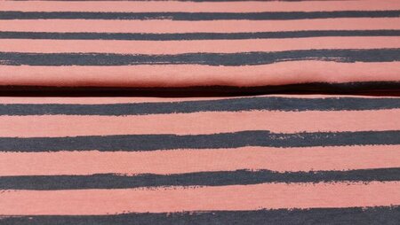 katoen tricot stof groovy stripes brique