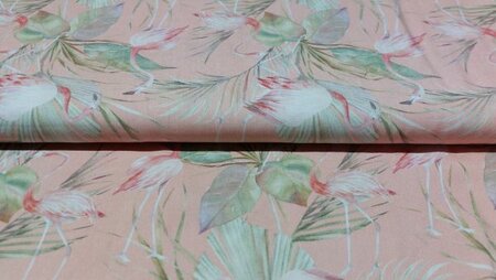 Viscose stof flamingo print