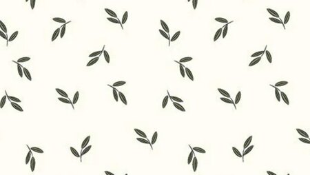 Off white poplin katoen met donkergroene bladeren