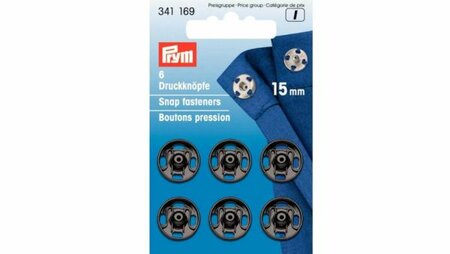 Prym - Aannaai Drukknopen Messing Zwart 15mm 6 stuks