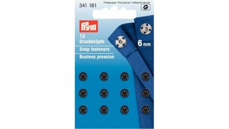 Prym - Aannaai Drukknopen Messing Zwart 6mm 12 stuks
