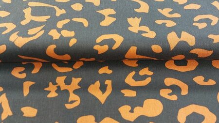 Denim stof luipaardprint zwart close-up