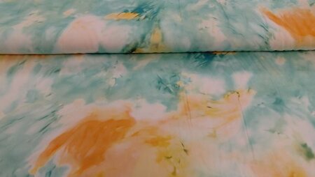 viscose satijn stof Blurricio groen geel wit 145 cm