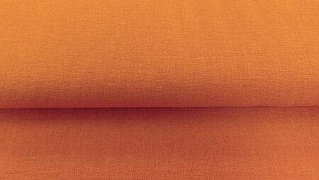 Fellini Super Washed oranje polyester linnen-look stof 145 cm