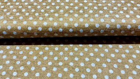 Donker gouden jacquard stof met witte stippen