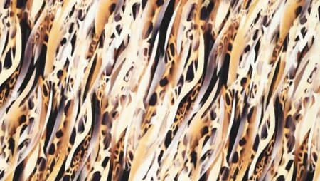 &quot;Heavy rayon satin stretch stof met lynx animal print in geel bruin zwart kleuren&quot;