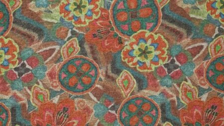 Digi Hacci Jersey Vintage Flowers oranje stof