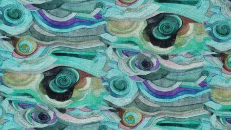 Blauwe Punta di Roma stof met starry night print close-up