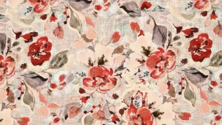 Viscose poplin stretch rode bloemprint &ndash; Stoffenland