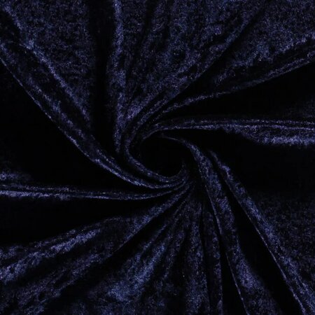 Marine Blauwe Velours de Panne: Prachtige Crushed Velvet Stof