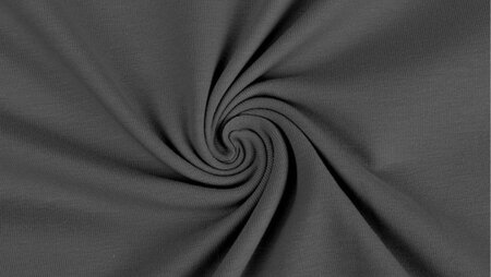 Rekbare tricot stof in antraciet grijs, katoen-lycra mix