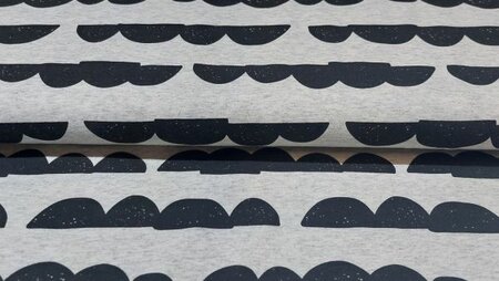 Grijze tricot stof met afbeeldingen van stenen kopen