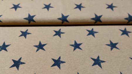 Cognac kleurige sweat French Terry stof met zwarte sterren kopen