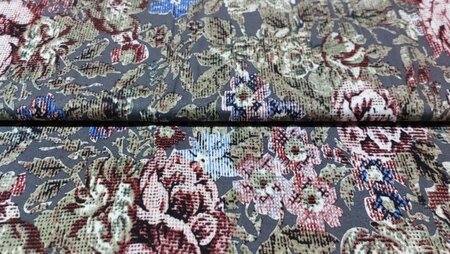 Bontgekleurde viscose tricot met bloemen motief kopen