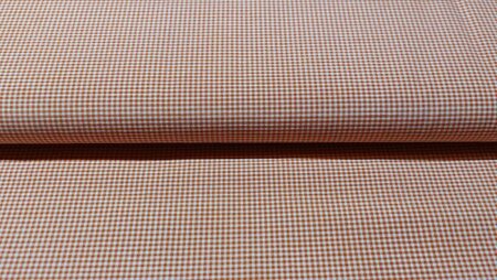 100% katoenen stof met kleine oranje ruitjes, perfect voor mode en decoratie