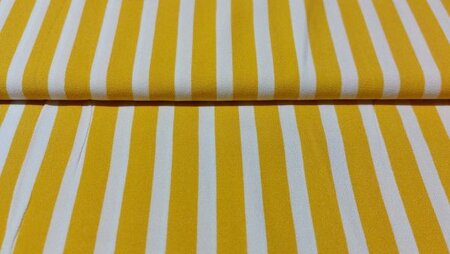 Viscose cr&ecirc;pe met gele en witte strepen	