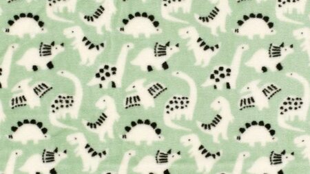 mintgroene fleece stof met dino's