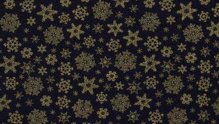 Marine katoenen kerststof gouden sterren 145 cm