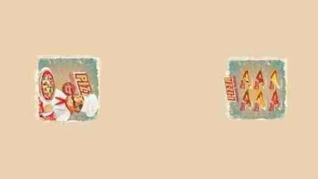 Beige paneel tricot stof met pizza kopen 