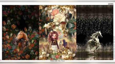 Paneelstof French Terry paarden kopen 