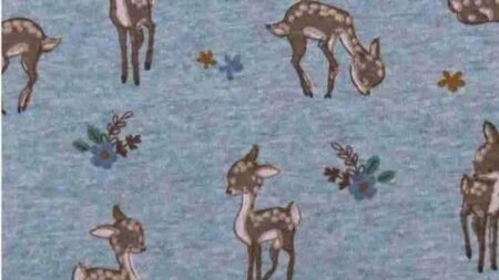 Alpenfleece stof blauw met hertjes kopen 