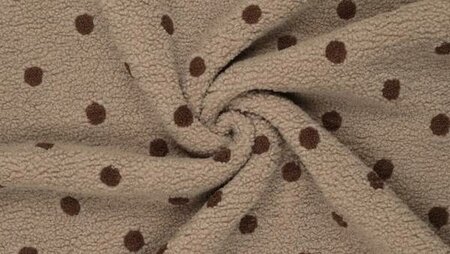 Bruine teddy stof dots