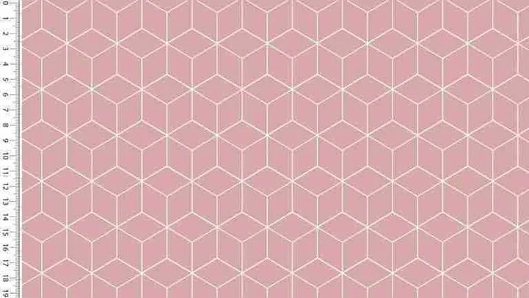 Oud roze katoen stof met cubes kopen 