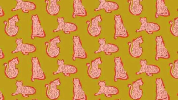 Donker gele tricot stof met tijgers - Poppy Fabrics kopen 
