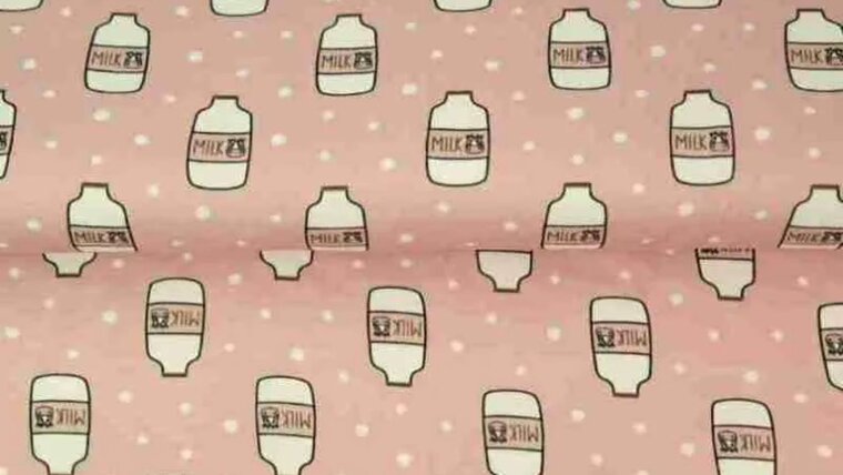 Baby roze tricot stof met melkflessen - Stenzo kopen 