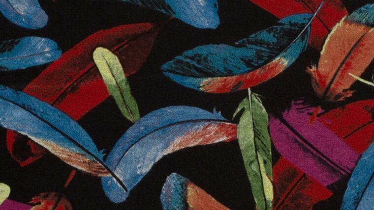 Polyester Viscose Jersey met kleurrijke bladeren kopen 