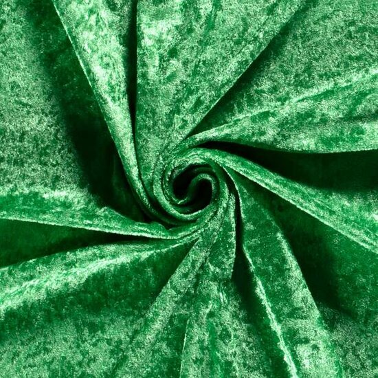 Groene Velours de Panne Stof - Crushed Velvet Look