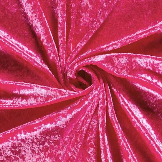 Fuchsia Velours de Panne Stof - Crushed Velvet Look