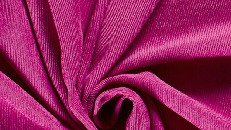 Uni ribstof of effen corduroy in fuchsia kopen 