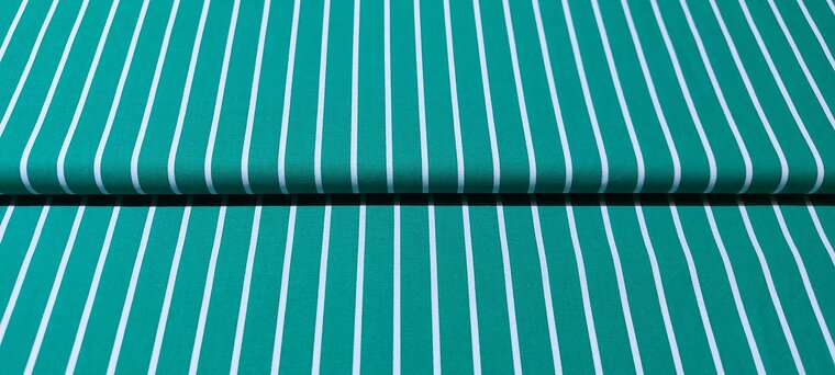 Groene katoenen stof met witte strepen voor kindermode