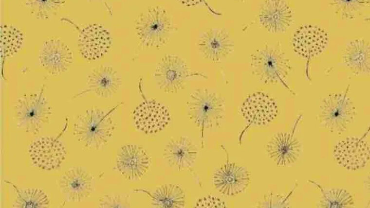 Alpenfleece geel met bloemen - dandelion en glitters kopen 