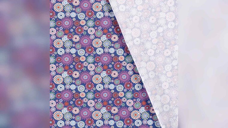 Voordelige Kobalt blauwe katoen met bloemen - poplin bestellen
