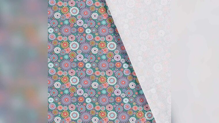 Voordelig Petrol katoen met bloemen - poplin bestellen online