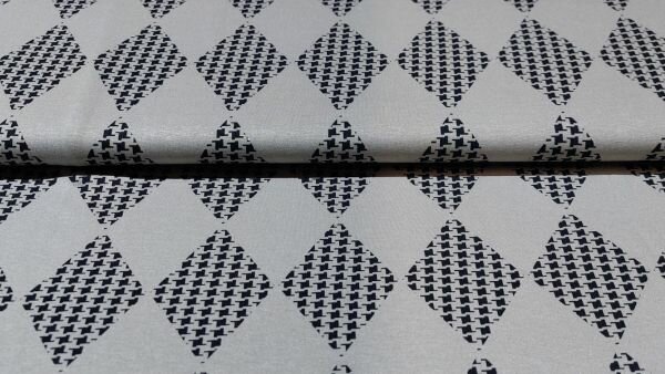 Modieuze Grijs zwarte viscose tricot met pied-de-poule in ruiten kopen