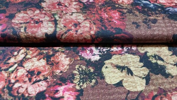 Bestel rijk gekleurde viscose tricot met bloemen. Perfect voor jurken, tops en rokken. Zacht, soepel en van topkwaliteit!