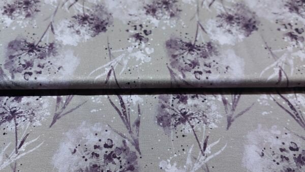 Mauve paarse viscose tricot met bloemen kopen