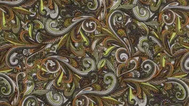 Voordelige Prachtige beige poly viscose jersey van dikkere kwaliteit met paisley print kopen