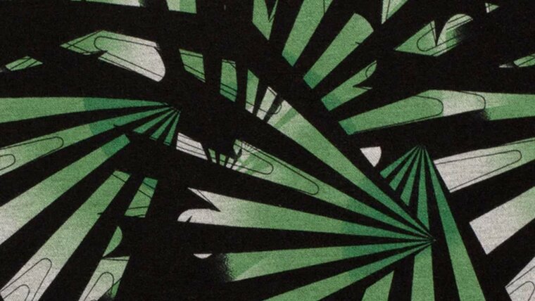 Naaien met Zwarte Polyester Viscose Jersey met Groene Bladeren