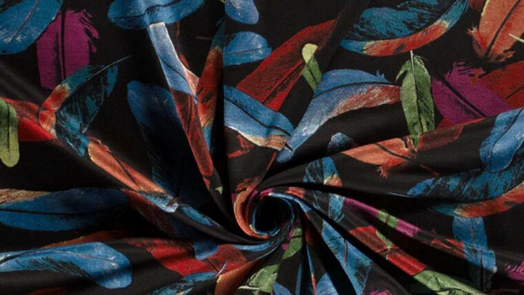 Polyester Viscose Jersey met kleurrijke bladeren bestellen
